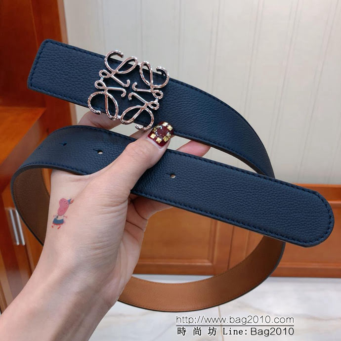 LOEWE羅意威 雙面可用皮帶 義大利雙面頭層荔枝紋腰帶 鋼Gancini扣飾 男士皮帶  xfp1100